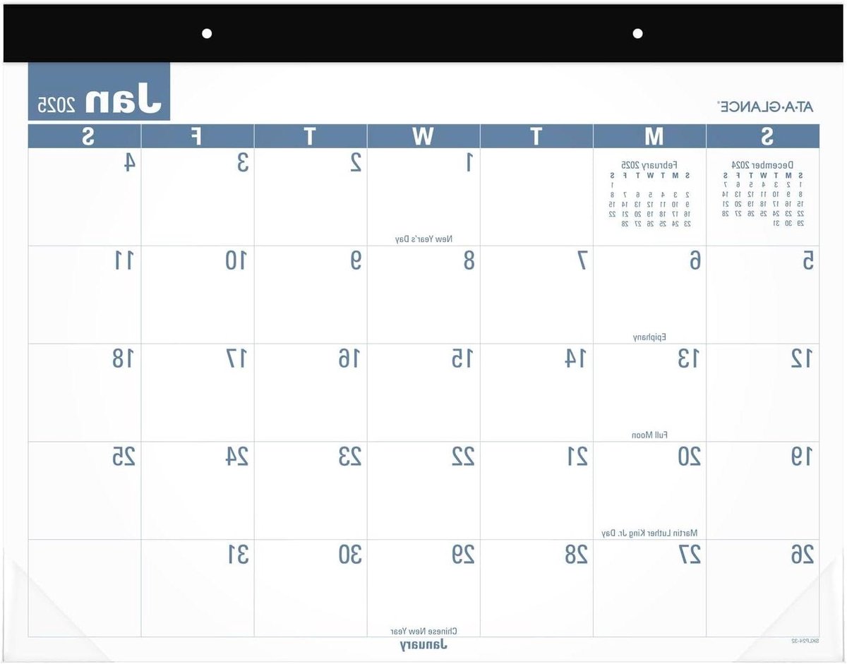 Bureaukalender 2025 - Maandelijkse planner - Jaar plannen - Inktdoorbraak weerstand - 55 x 43 cm - Wit