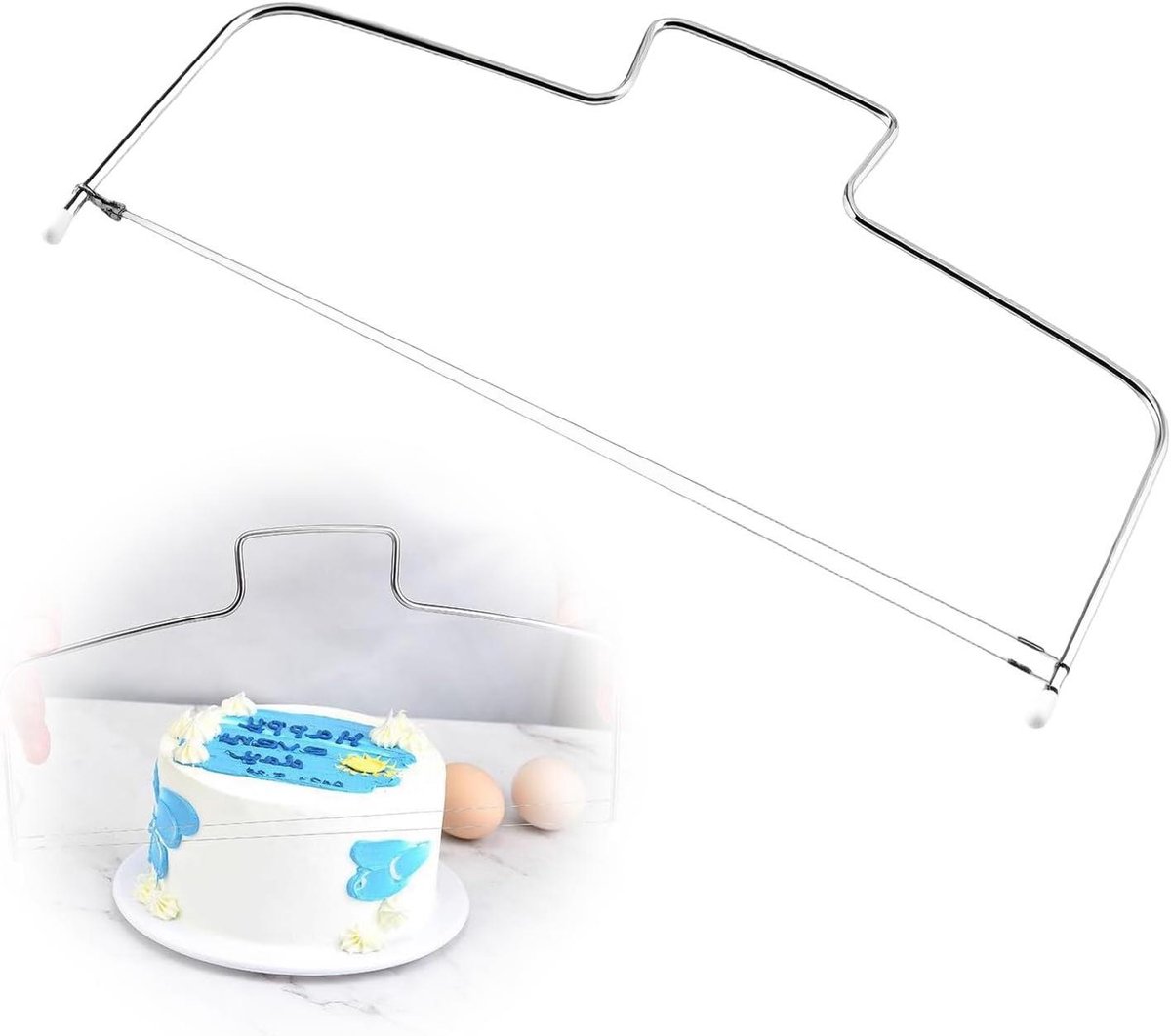 Taartsnijder - Taartzaag decoratie - Gebak verdelen - Verstelbare dikte - 32.5 cm breed - Zilverkleurig