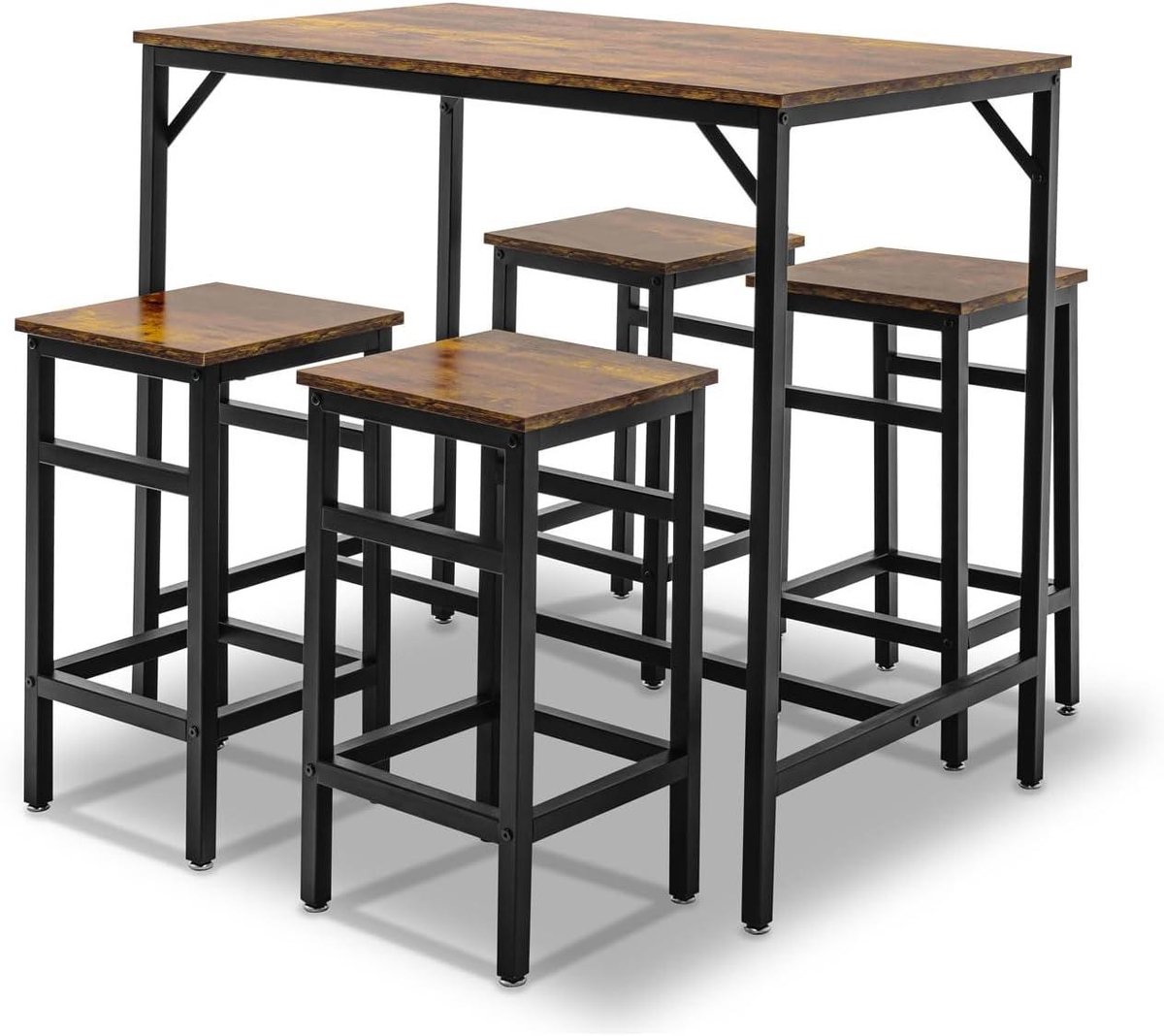 Bartafel met krukken - Industriële set - Ontbijthoek of werkplek - Compact en ruimtebesparend