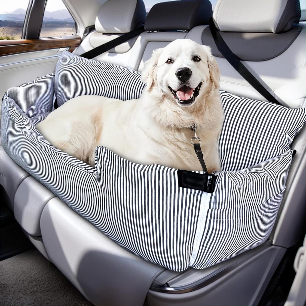 Hondenautostoeltje - Hondenbooster zitje - Veilig reizen - Drievoudige stabiliteit - 110 x 55 x 45 cm - Grijs
