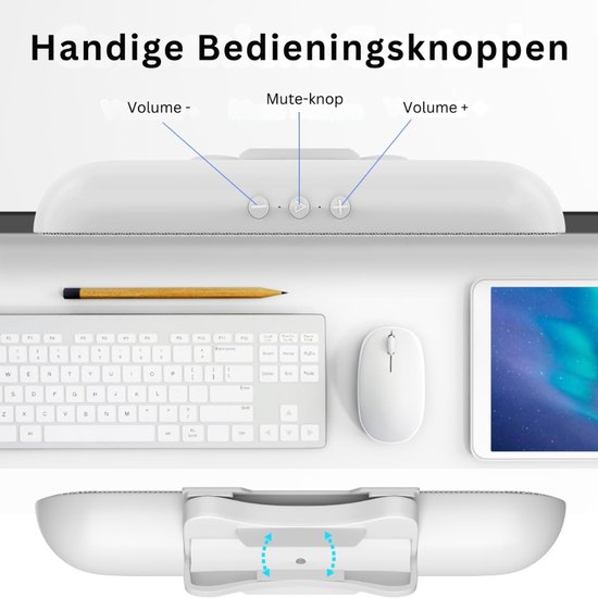 CRLYN® Soundbar PC - Speaker Computer - Plug & Play - Grijs van CRLYN — afbeelding 2