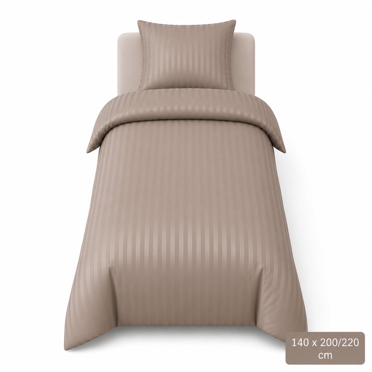 Gestreept Dekbedovertrek - Taupe - 140x200/220 cm - Zacht & Ademend - Strijkvrij - Inclusief Kussensloop - Hotel Luxe Uitstraling