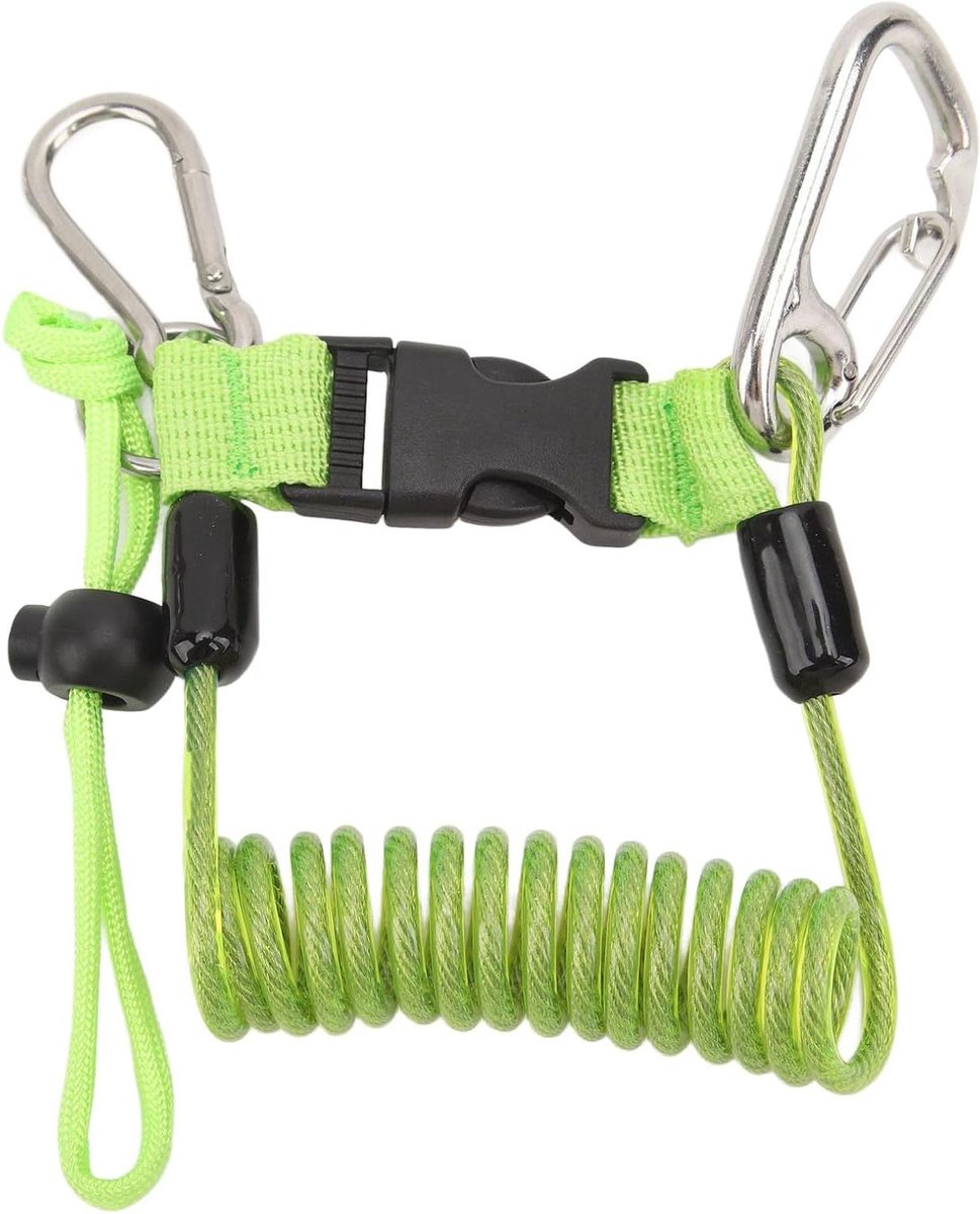 Duik Lanyard - Veiligheidskabel - Onderwater Fotografie - Roestvrij Staal - 12.1 cm - Groen