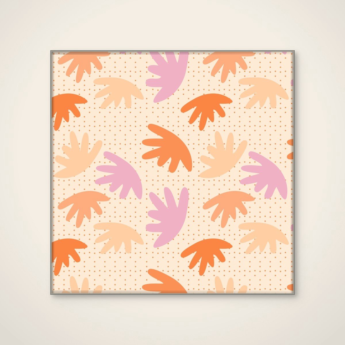 Akoestisch schilderij - 80 x 80 cm - Organic Pastel Dot Pattern van Dina Dankers - Geometrische wanddecoratie - zilver textielframe