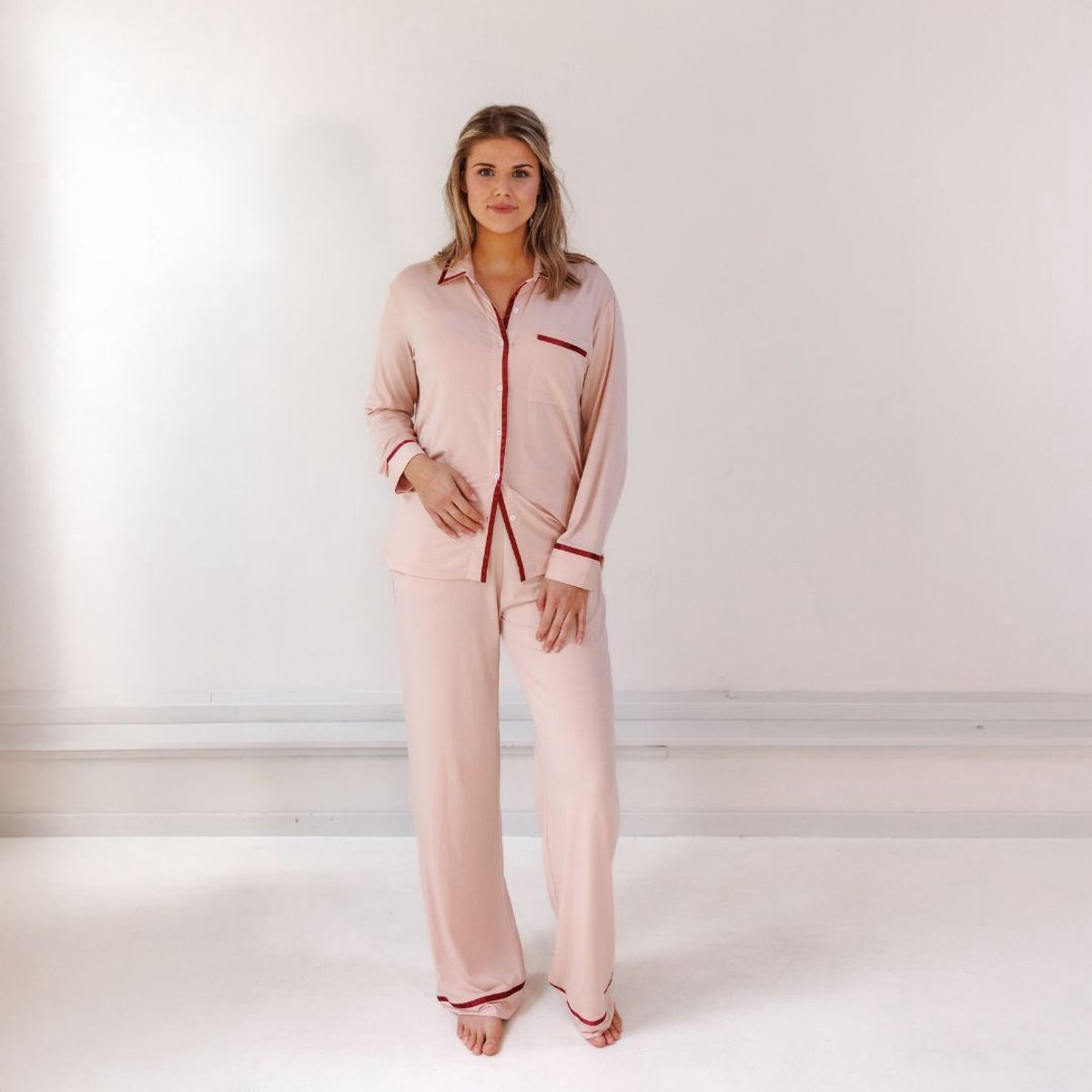 Coco & Cici - TENCEL Pyjama Set Lang Dames Powder Peach - S