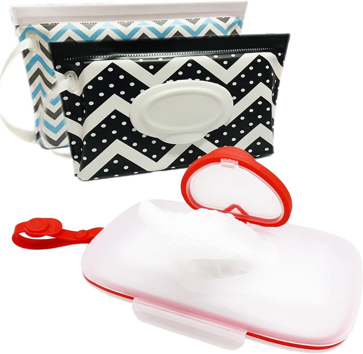 Babydoekjes Dispenser - Veegkoffer Houder - Onderweg Hygiëne - Navulbaar Met Deksel - 2 Stuks - Wit