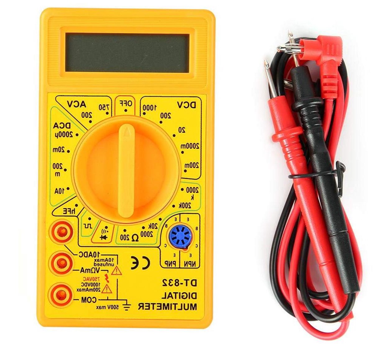 Digitale Multimeter - Spanning Tester - Elektronica Reparatie - Overbelastingsbeveiliging - 123x67x20 mm - Geel