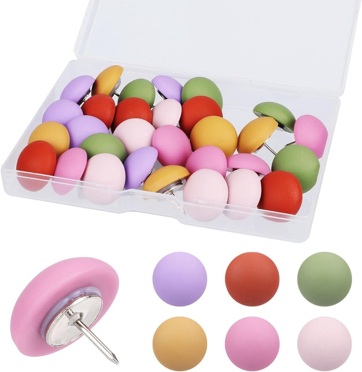 Matte Punaises - Decoratieve Spelden - Foto's Bevestigen - Hars Ronde Kop - 30 Stuks - Felle Kleuren