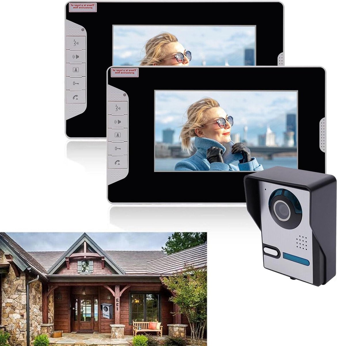 Video Deurintercom Systeem - Deurbel Camera - Huisbeveiliging - 7 Inch LCD Scherm - 14 x 19 x 20 cm