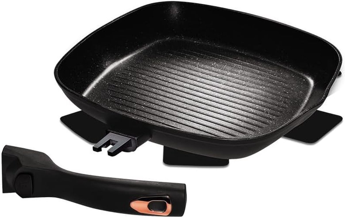 Graniet Grillpan Koekenpan Koopmanspan Gegrild Vlees Afneembare Handgreep 28 cm Zwart