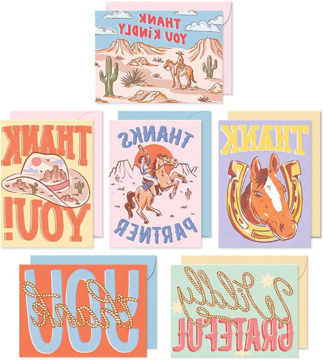 Bedankkaarten - Wenskaarten Dank - Bedankjes Uiten - Westers Design - 140mm x 102mm - Westelijk