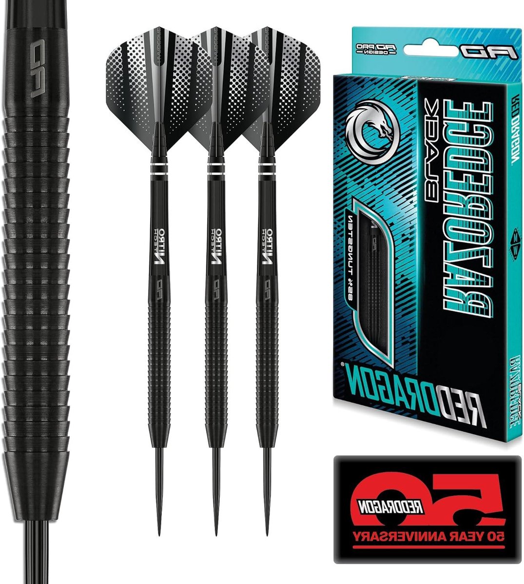 Tungsten Dartpijlen - Professionele Darts - Precisie Werpen - Razoredge Grip - 20 gram - Zwart