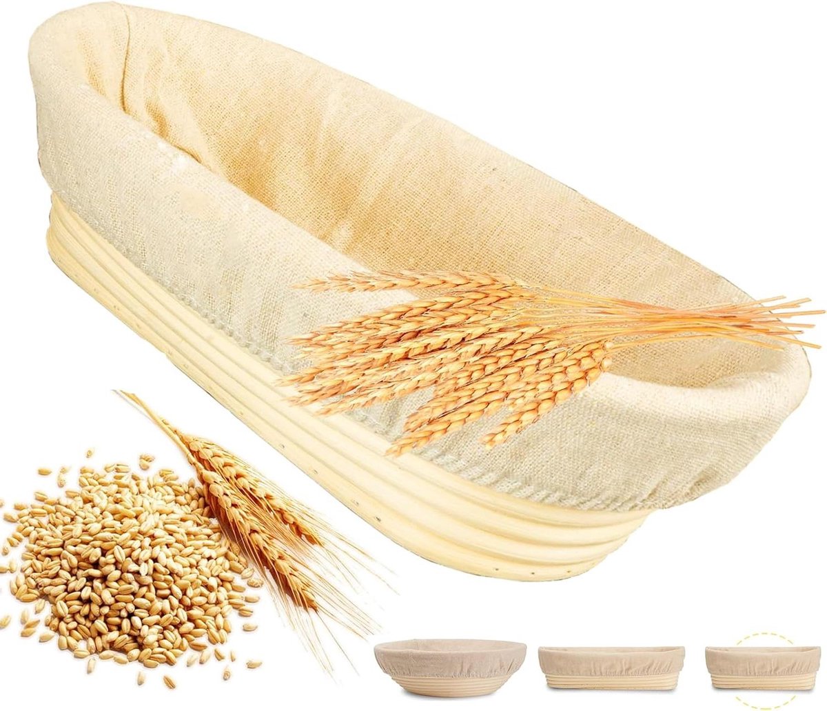 Ovale Gaarmand - Rijsmandje Brood - Brood Bakken - Handgemaakt Rotan - 25 cm - Natuurlijk