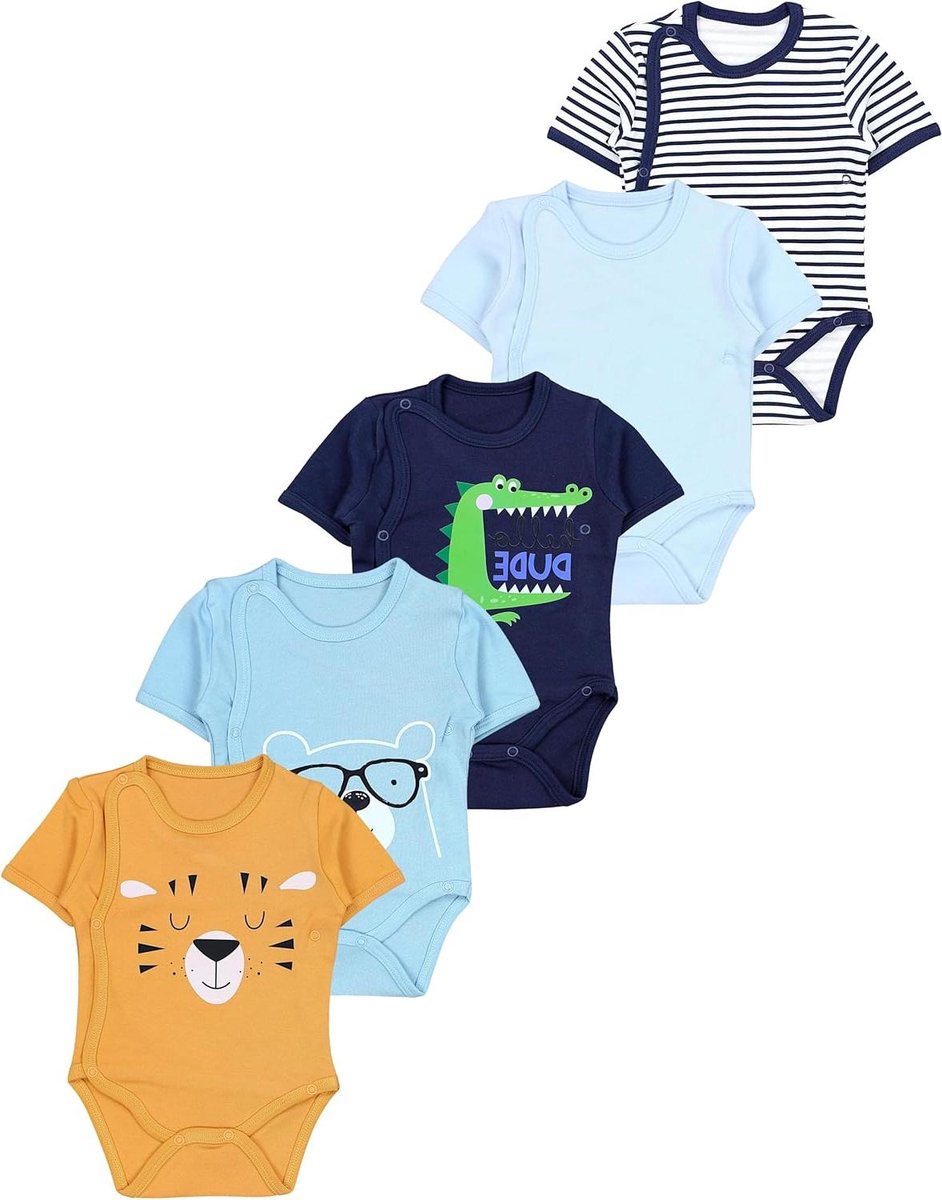 Baby Rompers Set - Broekjes Jumpsuits - Baby Aankleden - Wikkel Sluiting - 5 Stuks - Multicolor
