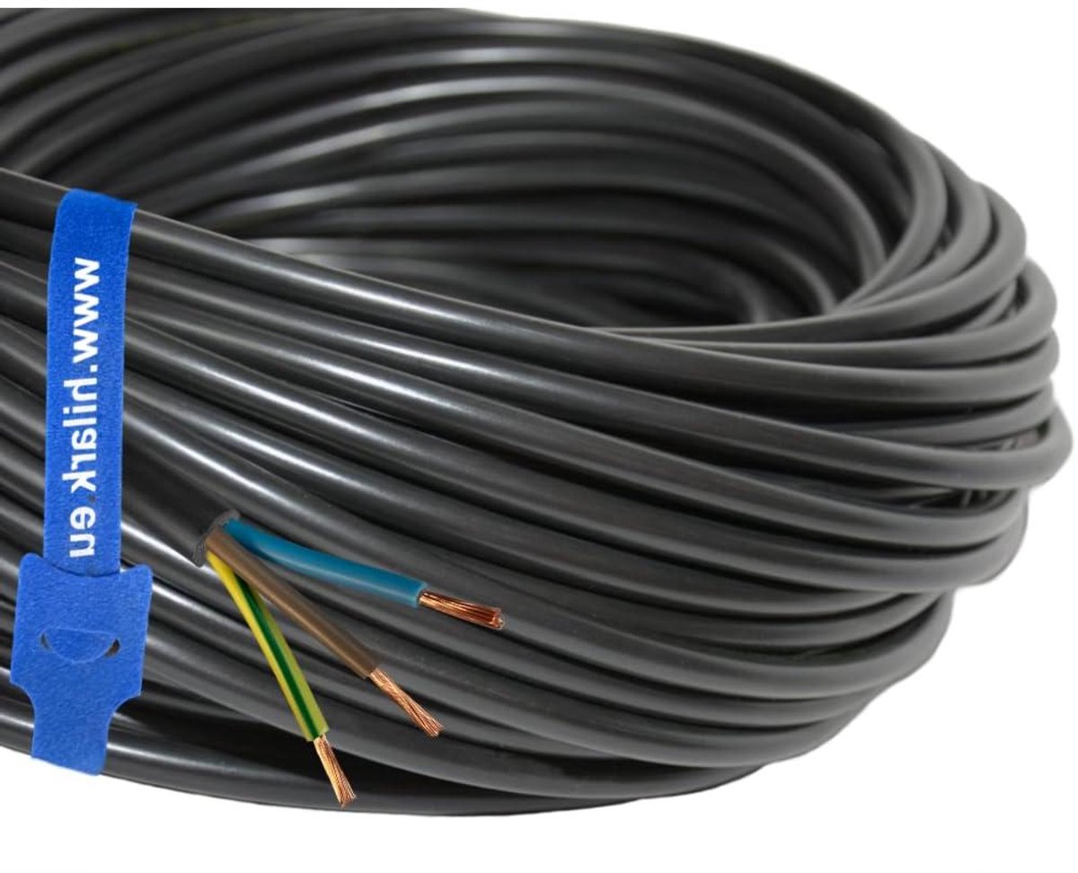 3-aderige 2.5mm2 PVC installatiekabel op rol 10 meter zwart