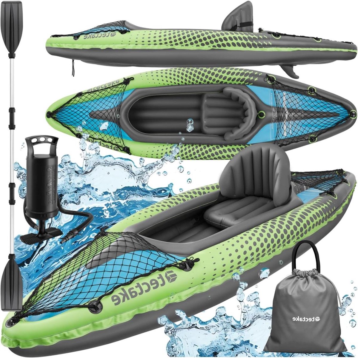 Opblaasbare Kajak - Kano 1 persoons - Watersport Avontuur - Robuuste PVC Constructie - 280 x 83 x 47 cm