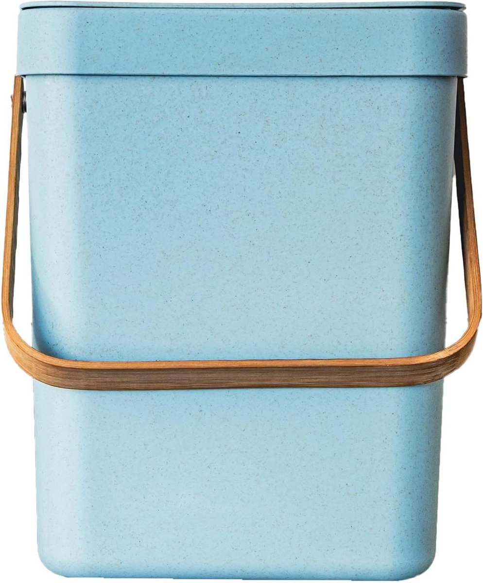 Tafelafvalemmer Kunststof - Keukenprullenbak Vuilnisbak - Afval Beheren - Gerecycled Tarwestro Materiaal - 5 Liter - Blauw