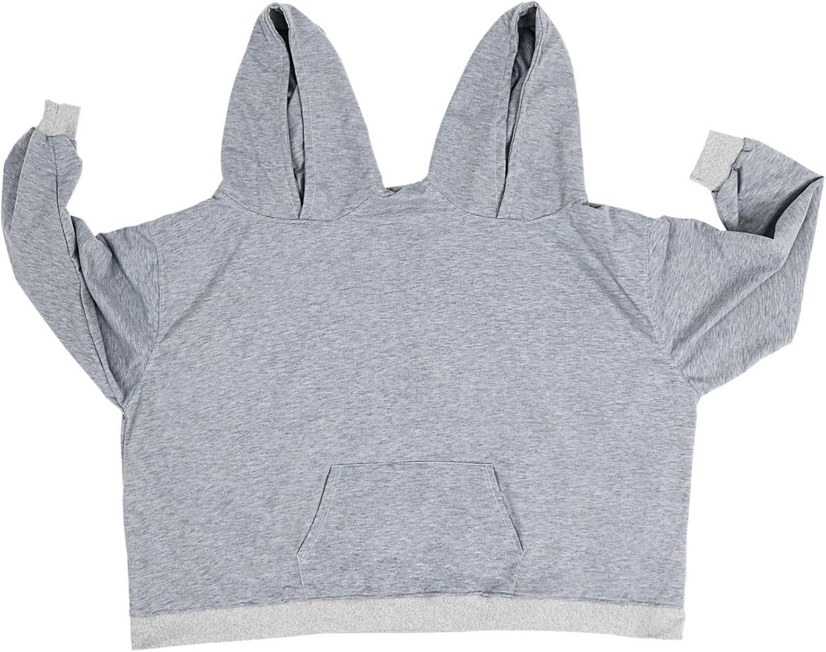 Uniseks Dubbele Hoodie van Polyester voor Koppels - Oversized Grijze Partner Sweatshirt voor Dates en Vrije Tijd
