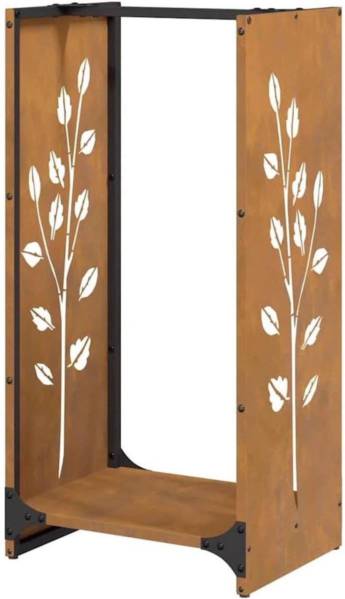 Houtrek Haardhout - Houtopslag Kachelhout - Haardhout Opslaan - Roestbestendig Staal - 40x30x80 cm - Bruin