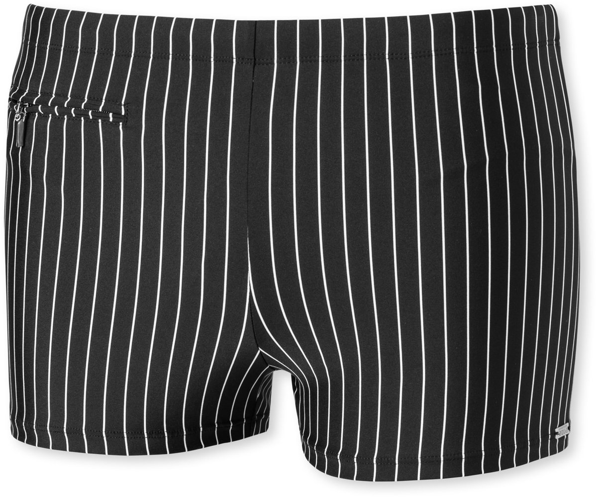 Schiesser Retro badpak met ritszakje gerecyclede tricot strepen zwart - nautical casual Heren Onderbroek - zwart