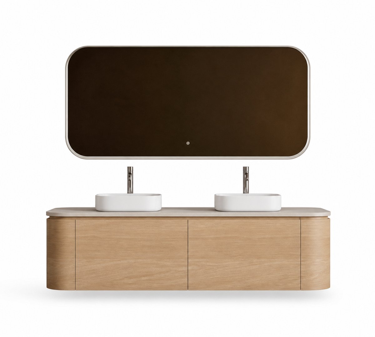 ZIMMER Badkamermeubel Set CURVA Dubbel met 2 Wastafels 119x49,5x48 cm Naturel eik – Soft-Close – Zwevend Badmeubel Compleet