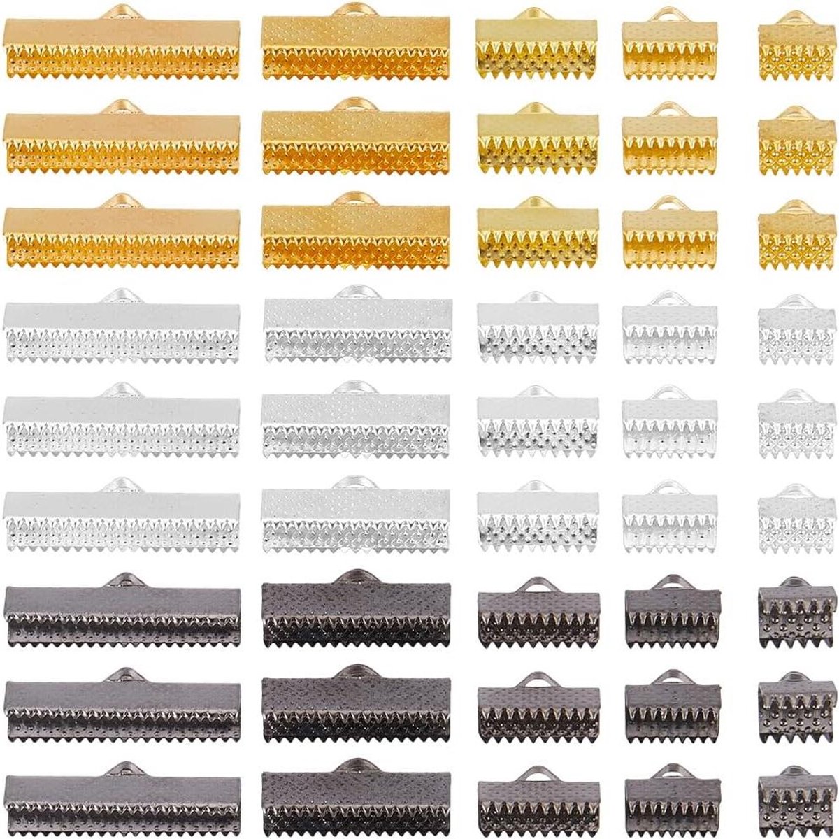 Lint Eindklemmen - Krimpeinden Sluitingen - Sieraden Maken - 5 Verschillende Maten - 150 Stuks - Goudkleurig