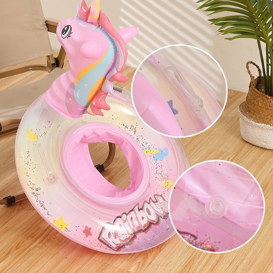 Babyzwemring met Zitje - Kinder zwemband - Veilig Zwemmen - Cartoon Design - Baby tot 3 jaar - Roze — afbeelding 4