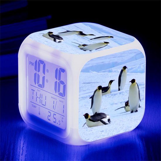 Digitale Wekker - Nachtlamp Wekker - Kinderkamer Decoratie - Zeven Kleuren Licht - 80 x 80 x 80 mm - Wit — afbeelding 4