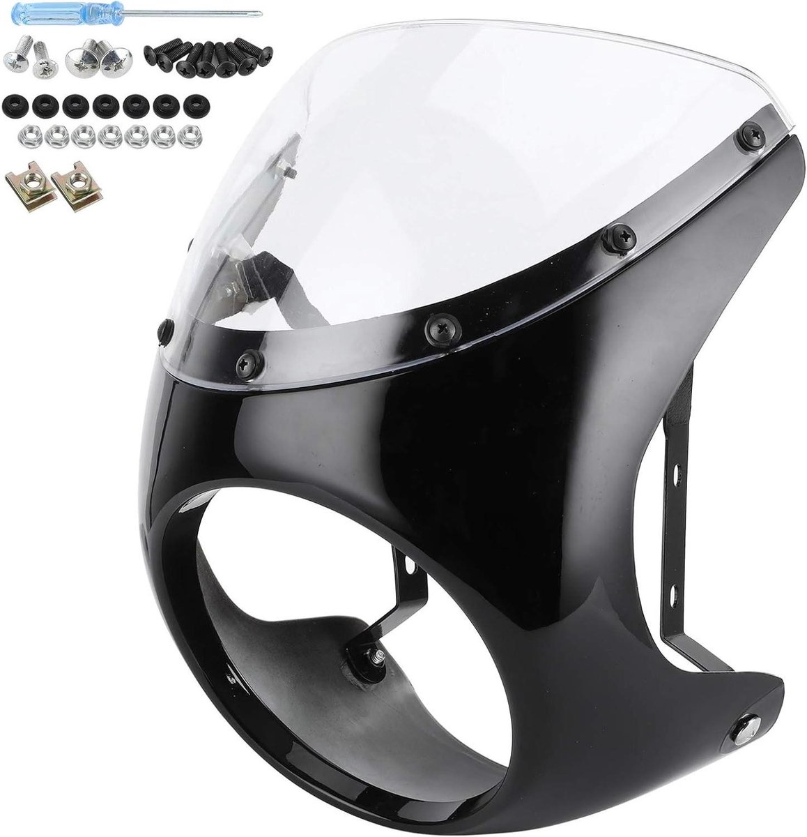 Motorfiets Windgeleiders - Koplampkuip Deflectoren - Rijwind Vermindering - Duurzaam ABS Materiaal - 7 Inch Universeel - Transparant