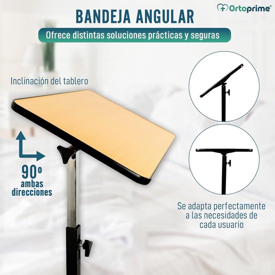Inklapbare Houten Bijzettafel met Wieltjes - Verstelbaar en Kantelbaar voor Bank, Bed en Rolstoel — afbeelding 2