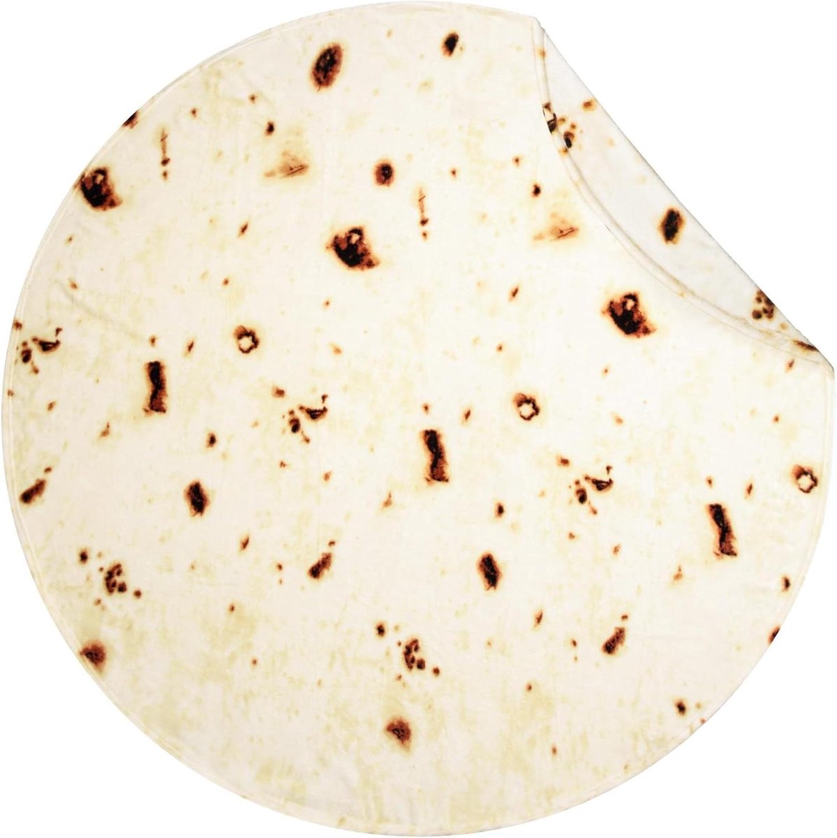 Tortilla Deken - Taco Deken Burrito Deken - Gezellig Ontspannen - Dubbelzijdig Bedrukt - 180 cm Diameter - Beige