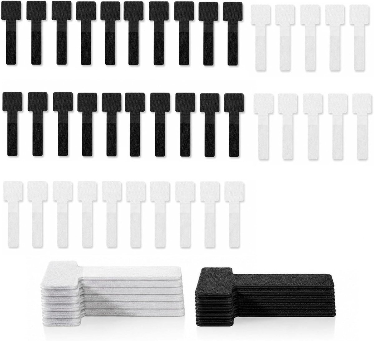 Zelfklevende kabelorganizer van nylon, herbruikbaar voor bureau en tafel, 40 stuks voor een opgeruimde werkplek