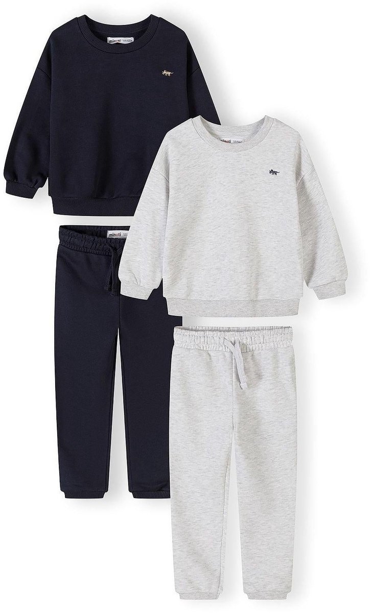 Minoti trainingspak jongens 2-pack sweater joggingbroek - donkerblauw