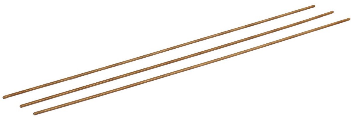 sourcingmap M2 x 250mm Mannelijke schroefdraad 0.4mm Pitch Alle Draad Messing Staaf Bar Goud Toon 3 Stks