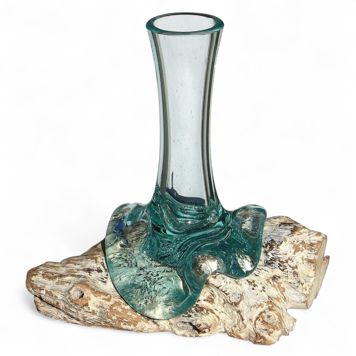 Vaas wit op wortelhout - handgemaakt in mediterrane stijl als cadeau-idee voor decoratie Classic 20w