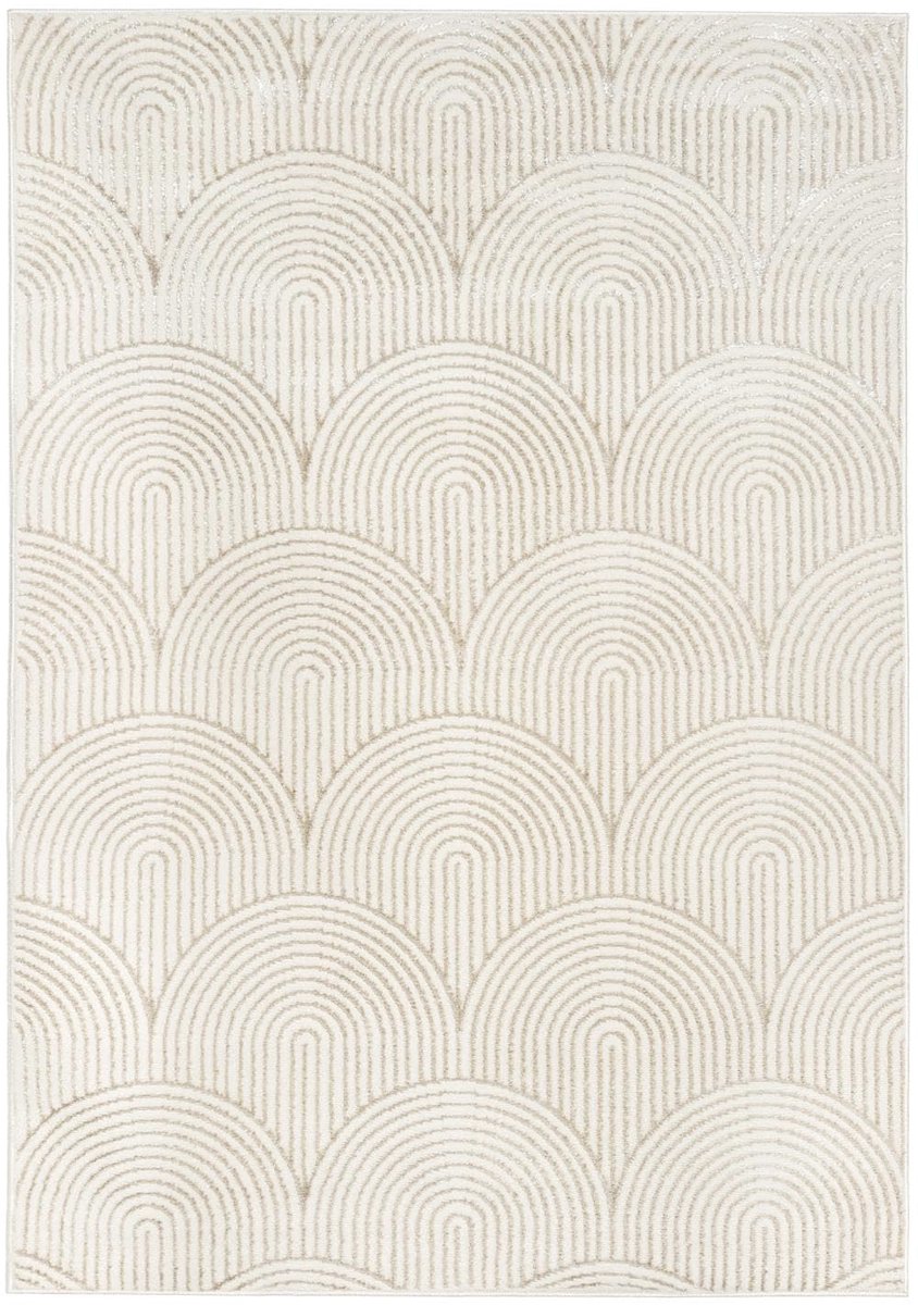 Vloerkleed, Moderne, 160 x 230 cm, Rechthoekig, Middelpolig, Woonkamer, Slaapkamer, Alleen chemisch reinigen, Wit/Licht Beige