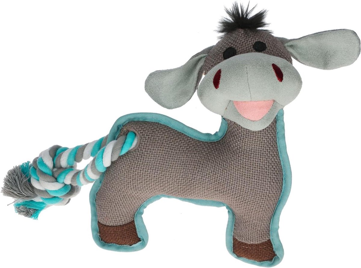 Hondenknuffel Ezel - Zacht Speeltje - Spelen en Knuffelen - Robuust Katoen - 28 x 23 x 11 cm - Bruin