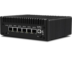 Mini PC Firewall Appliance met 6x 2.5GbE LAN en N150 Upgrade, Fanless DDR5 Systeem