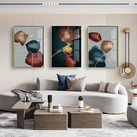 Abstracte lijn geometrie afbeeldingen, abstracte botanische kunst poster, woondecoratie, kunst aan de muur, frameloos (20 x 30 cm x 3, foto's 7) — afbeelding 3