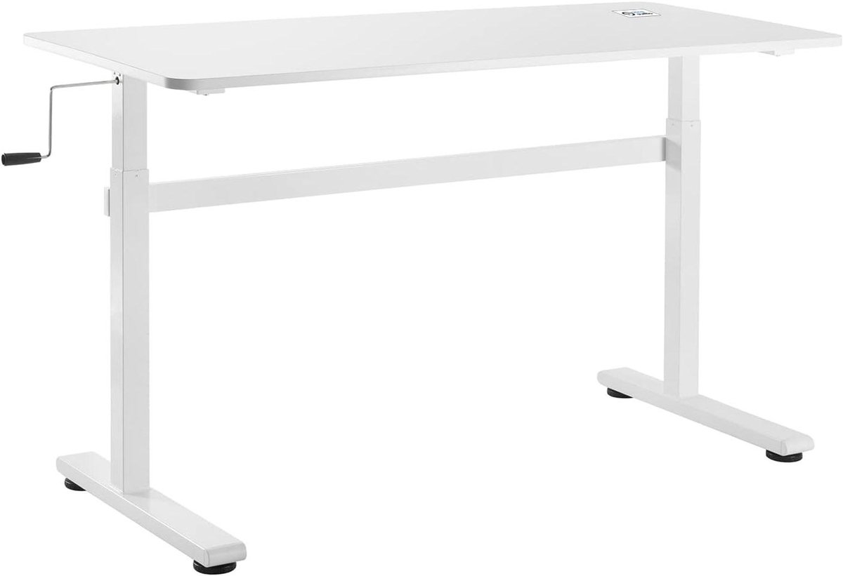 Zit-sta bureau - Ergonomische tafel - Thuiswerken - Handmatige hoogteverstelling - 140x60 cm - Wit