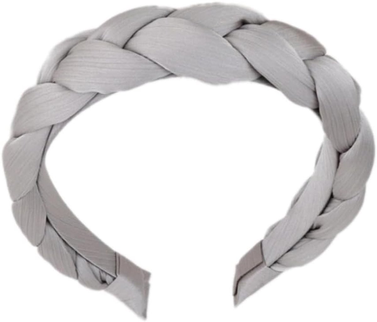 Brede gevlochten haarband voor dames - Mode haaraccessoires, antislip, perfect voor make-up, huidverzorging en feestjes in grijs