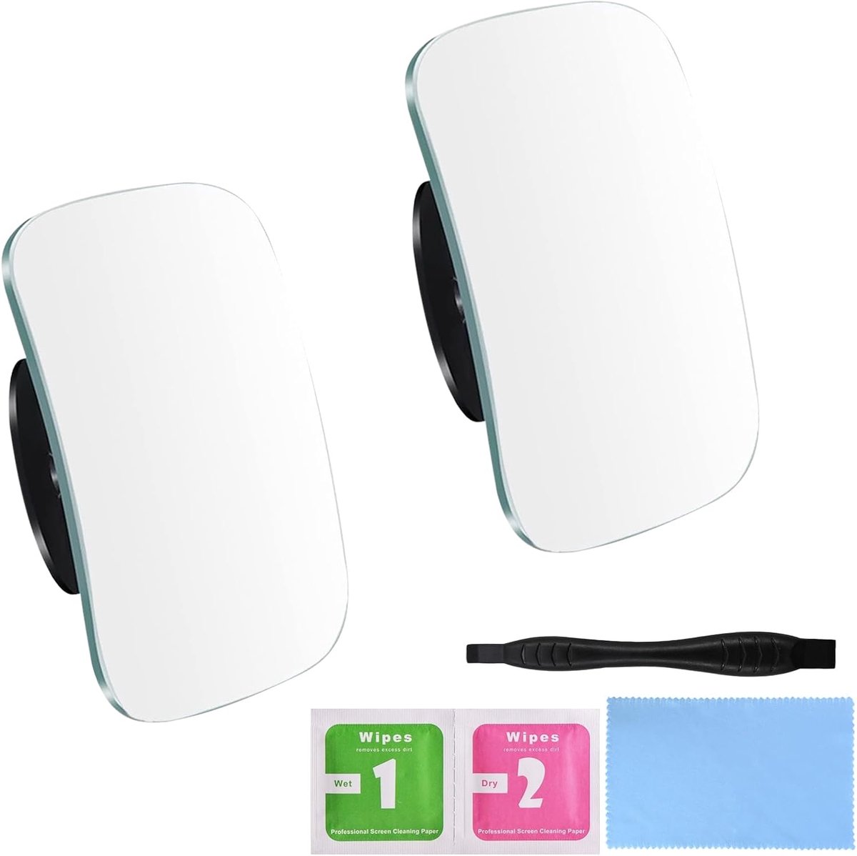 Dodehoekspiegel zelfklevend, 2 stuks dodehoekspiegel auto, 360° groothoek instelbaar, frameloze vierkante convexe HD blind spot spiegel, voor vrachtwagens, auto's, SUV's, campers en bestelwagens
