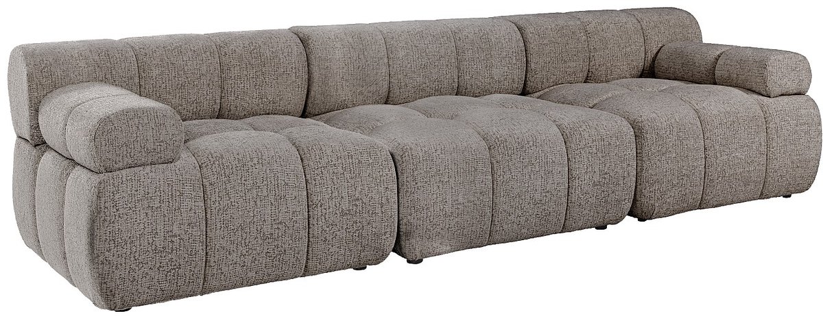 Vente-unique Modulaire vierzitsbank in gemêleerde taupe stof FACIVIL