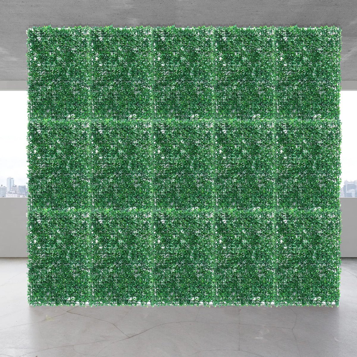Kunstplanten, 12 stuks, wand, 40 x 60 cm, waterdicht, kunstmatpaneel, plantenwand, inkijkbescherming, groene muur, decoratieve omheining voor balkon, tuinhek, decoratieve hekken, donkergroen