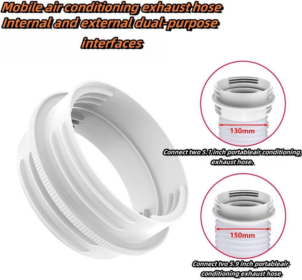 2-in-1 Koppelstuk voor Airco Afvoerslang 13-15cm | Universele Connector voor Mobiele Airco, Raam, Afzuigkap & PVC-Buis | Slangverlenging & Aansluiting | Eenvoudig te Installeren | Wit – foto 4