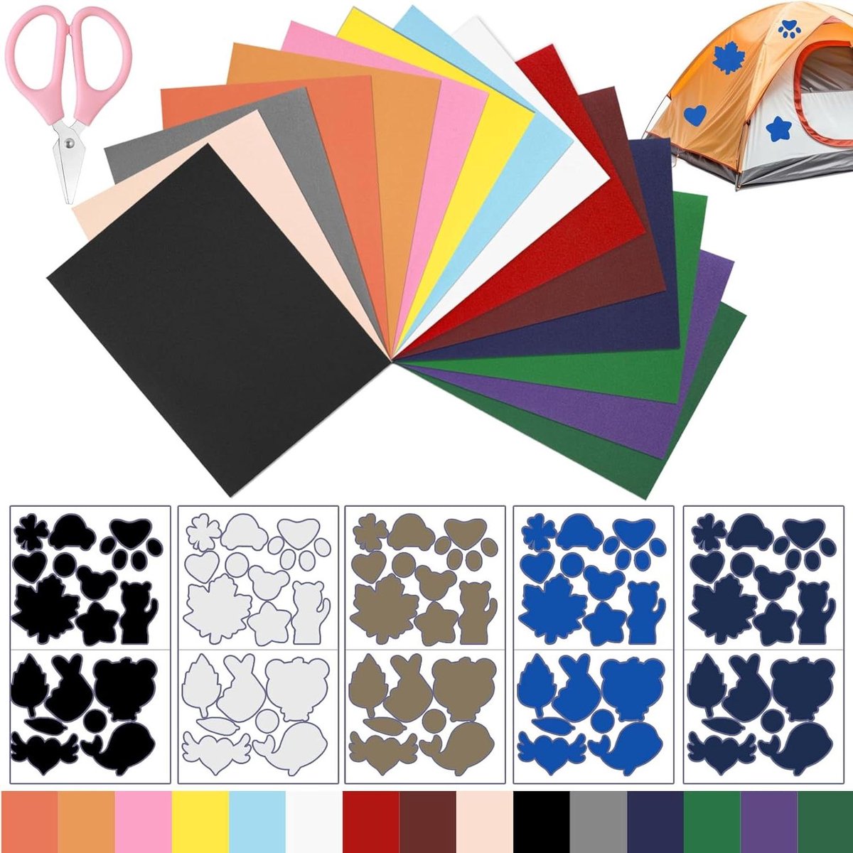 Nylon Reparatieset - Stof Patches - Kleding Repareren - Zelfklevend Waterdicht - 20 Vellen - Meerkleurig