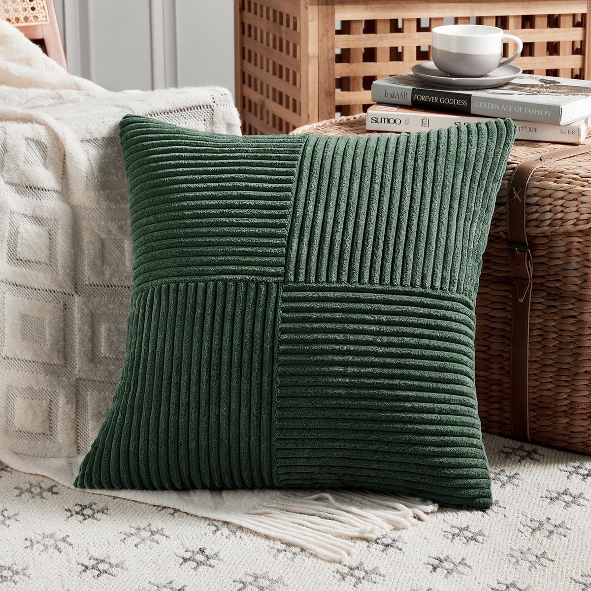 kussenslopen voor bank, corduroy, modern, zacht kruispatroon, decoratieve kussenslopen met verborgen ritssluiting, voor bank en slaapkamer, 80 x 80 cm