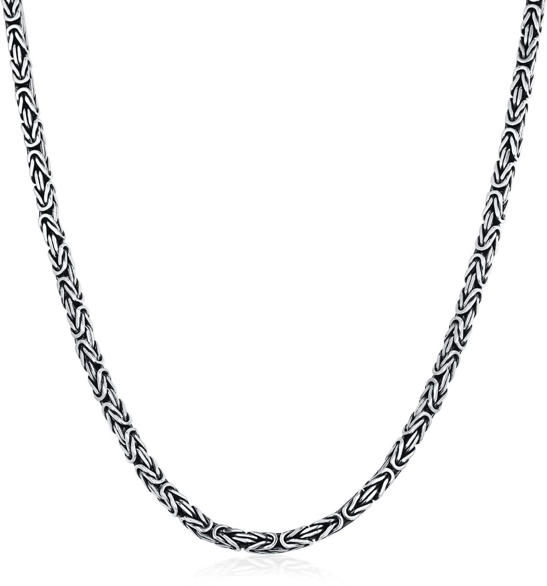 ketting, 925 sterling zilver, 2,5 mm, Byzantijnse schakelketting, halsketting voor mannen en vrouwen