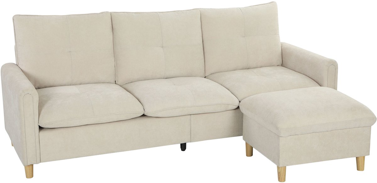 HOMCOM Bankstel - Stof met linnenlook (60% katoen, 40% polyester) - 210 x 77 x 80 cm - Crème