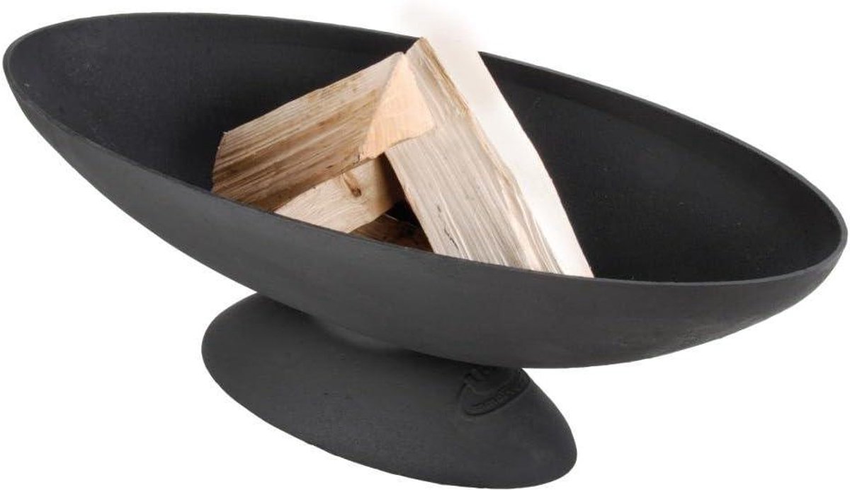 Ovale Vuurkom - Buitenhaard Schaal - Terras Verwarmen - Stabiele Gietijzeren Basis - 79 cm - Zwart